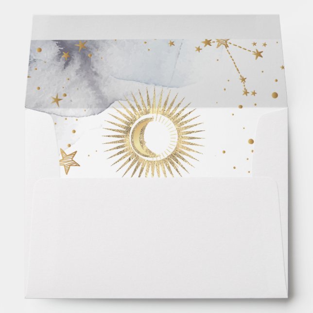 Celestial Gold Sun,Moon,Stars  Envelope (Back (Bottom))