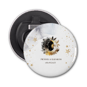 Celestial Gold Sun,Moon,Stars Flowers Bottle Opener