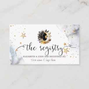 Celestial Gold Sun,Moon,Stars Flowers Enclosure Card