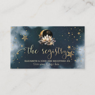 Celestial Gold Sun,Moon,Stars Lotus Night Sky Enclosure Card