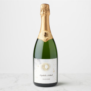 Celestial Gold Sun,Moon,Stars  Sparkling Wine Label
