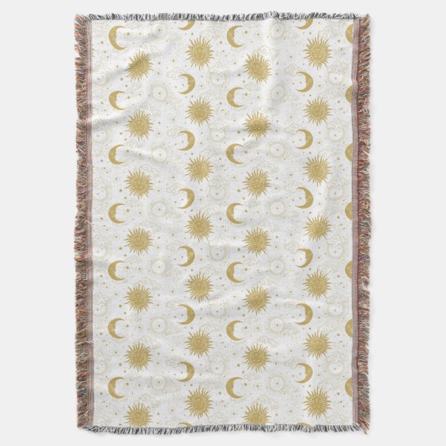 Celestial Gold Throw Blanket (Front Vertical)