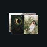 Celestial Gold Two Photo Wedding Thank You Card<br><div class="desc">Our "Celestial Emerald Gold" collection features a beautiful crescent moon with gold stars in various designs on a velvety emerald green background paired with elegant fonts. Easy to you to customise and you can choose among many items from this collection in our store.</div>