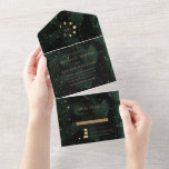 Celestial Gold Wedding All In One Invitation<br><div class="desc">Our "Celestial Emerald Gold" collection features a beautiful crescent moon with gold stars in various designs on a velvety emerald green background paired with elegant fonts. Easy to you to customise and you can choose among many items from this collection in our store.</div>
