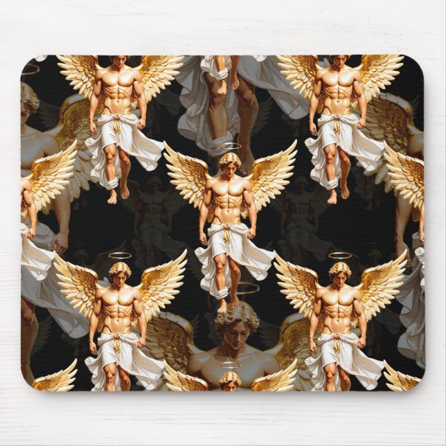 Celestial Golden Angels Pattern Design  Mouse Mat (Front)