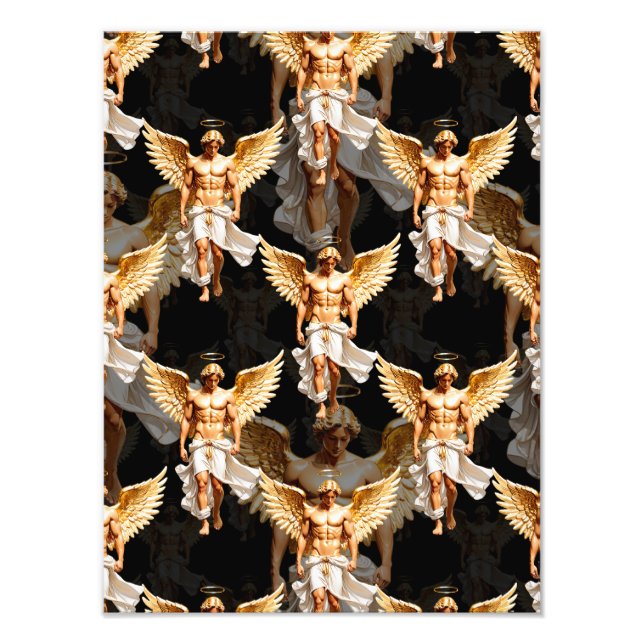 Celestial Golden Angels Pattern Design  Photo Print (Front)