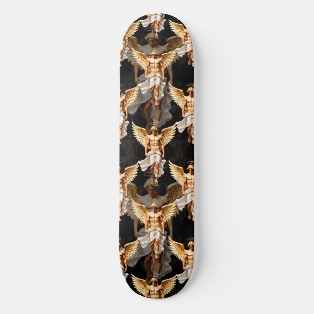 Celestial Golden Angels Pattern Design  Skateboard (Front)