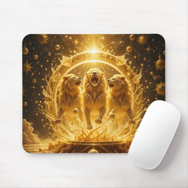 Celestial Golden Lions Mouse Mat (With Mouse)