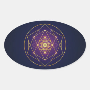 Celestial Golden Mandala — Balance in the Infinite Oval Sticker