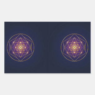 Celestial Golden Mandala — Balance in the Infinite Rectangular Sticker