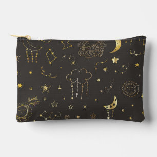 Celestial Golden Stars, Moon & Constellations Accessory Pouch