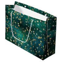 Celestial Golden Stars on Teal Galaxy Background