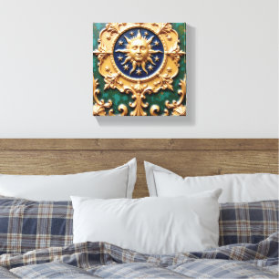 Celestial Golden Sun Plaque Canvas Print