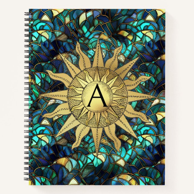 Celestial Golden Sun Spiral Notebook (Front)