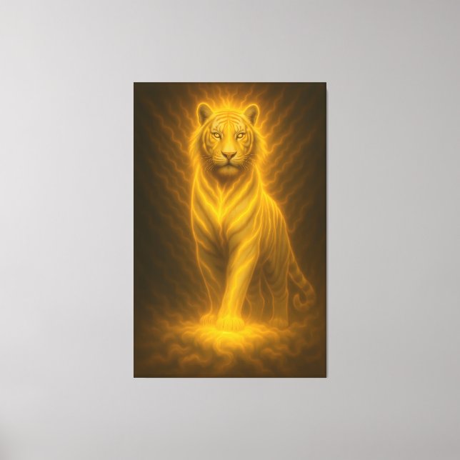 Celestial Golden White Tiger – Ascending Divine Au Canvas Print (Front)