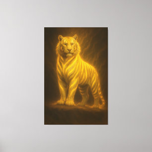 Celestial Golden White Tiger – Royal Divine Light Canvas Print