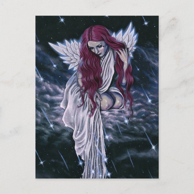 Celestial Gothic Angel Shooting Stars Postcard (Front)