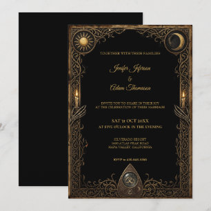 Celestial Gothic Halloween Wedding Invitation