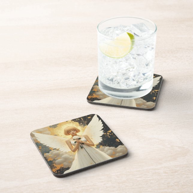 Celestial Grace | Pretty Angel and Rose  Coaster (Right Side)