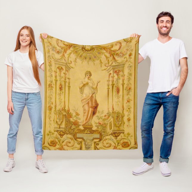 Celestial Greek Muse Calliope Floral Fleece Blanket (In Situ)