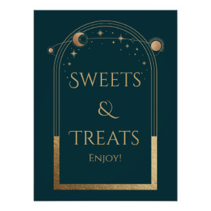 Celestial Green Gold Birthday Sweets & Treats Poster