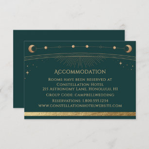 Celestial Green Gold Galaxy Accommodation Enclosure Card