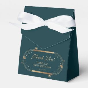 Celestial Green Gold Sun Moon Stars 30th Birthday Favour Box