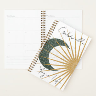 Celestial Green Yellow Gold Sun Moon Mandala Yoga Planner