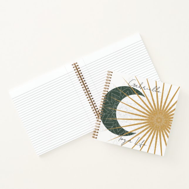 Celestial Green Yellow Sun Moon Mandala Yoga  Notebook (Inside)