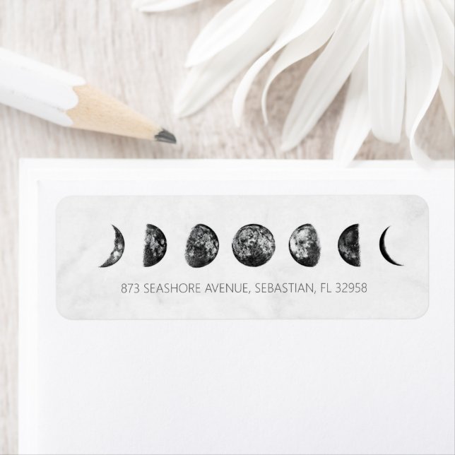 Celestial Grey Marble Moon Phases Wedding (Insitu)