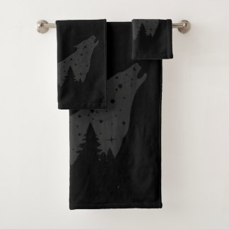 Celestial Grey Wolf Bath Towel Set