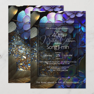 Celestial Grove Botanical Gemstone Abstract Invitation