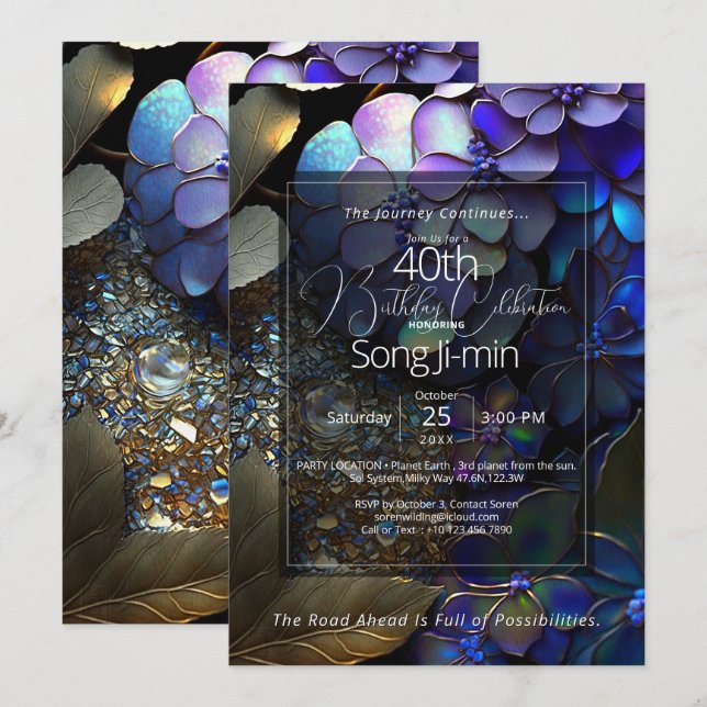 Celestial Grove | Botanical Gemstone Abstract Invitation (Front/Back)