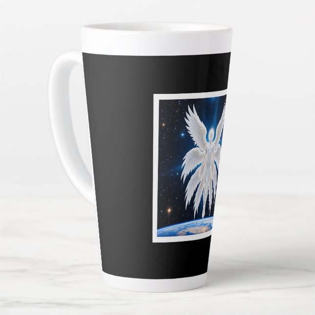 Celestial Guardian Fantasy Art Latte Mug (Left Angle)