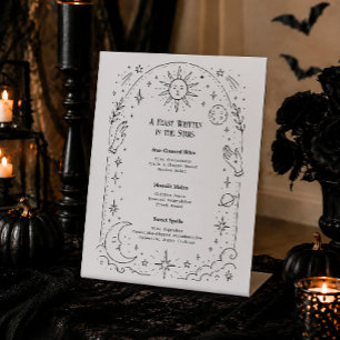 Celestial Halloween Bridal Shower Menu  Pedestal Sign