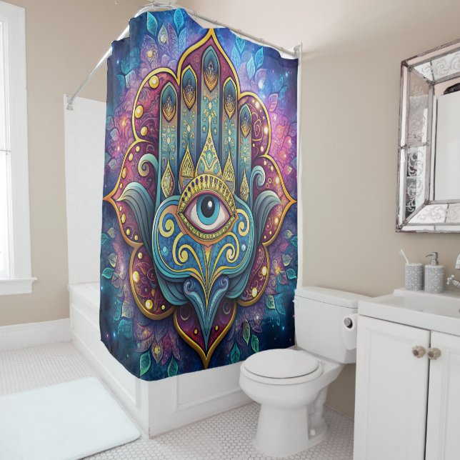 Celestial Hamsa  Shower Curtain (In Situ)