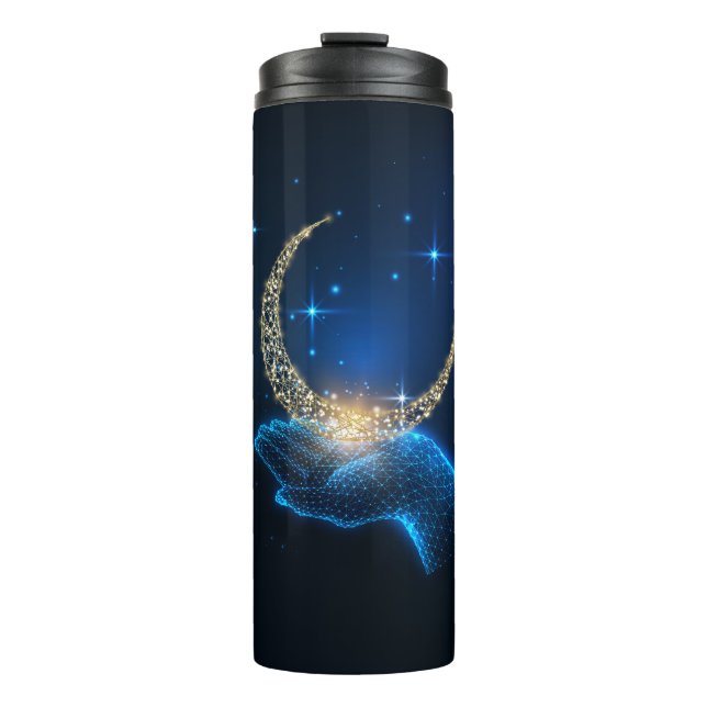 Celestial Hand-Held Crescent Moon Thermal Tumbler (Front)