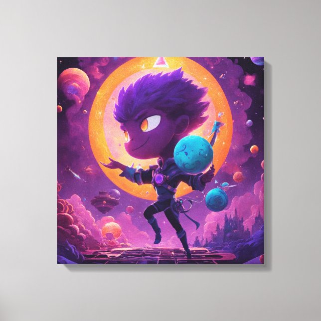 Celestial Harmony: Aesthetic Space Vision Art Canvas Print (Front)