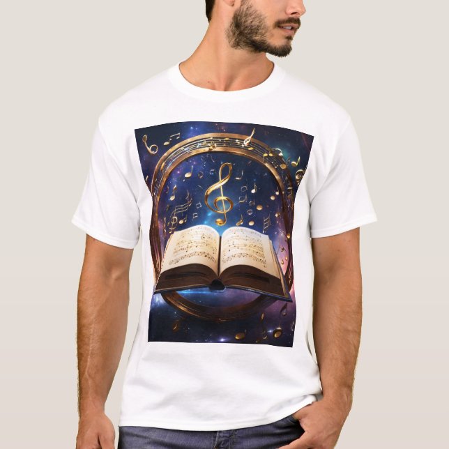 Celestial Harmony: Book of Cosmic Melodies T-Shirt (Front)