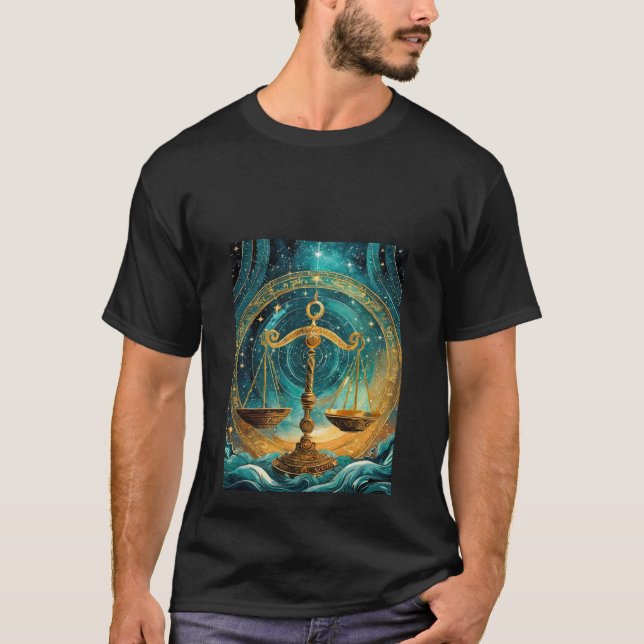 Celestial Harmony: Libra Scale  T-Shirt (Front)