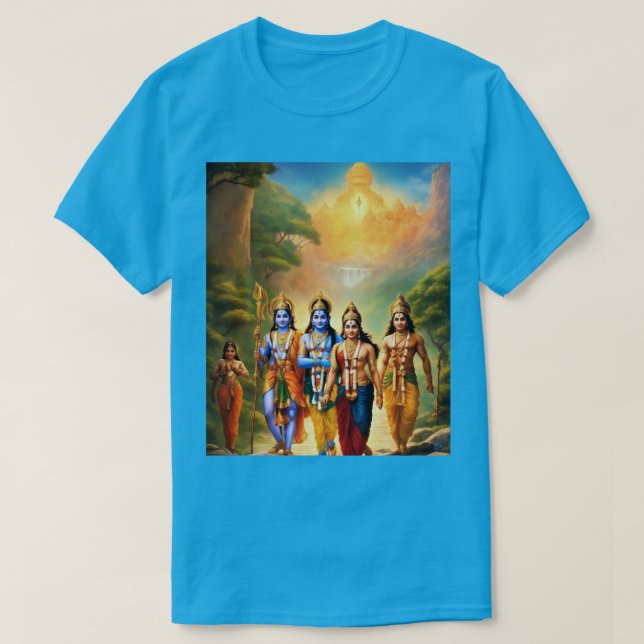 "Celestial Harmony: The Divine Reunion of Rama, Si T-Shirt (Design Front)