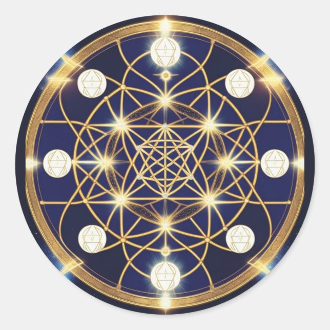 Celestial Harmony – The Light Within the Grid Classic Round Sticker (Front)