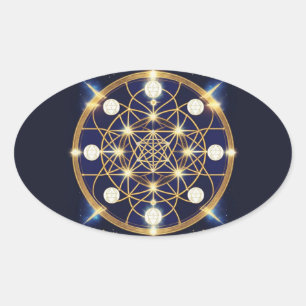 Celestial Harmony – The Light Within the Grid Oval Sticker