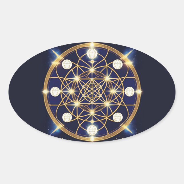 Celestial Harmony – The Light Within the Grid Oval Sticker (Front)