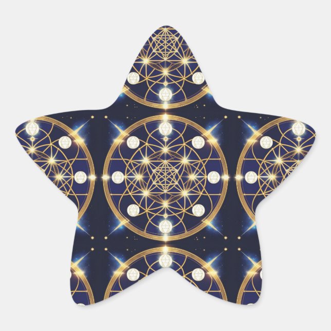 Celestial Harmony – The Light Within the Grid Star Sticker (Front)