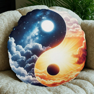Celestial Harmony Yin Yang Round Cushion