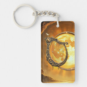 Celestial Harp of the Golden Moon Key Ring