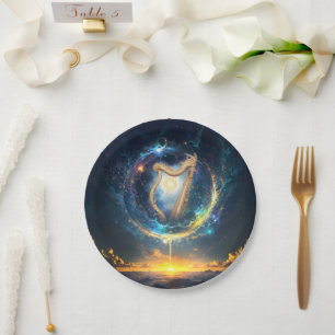 Celestial Harp of the Moonbound Skies.  Paper Plate