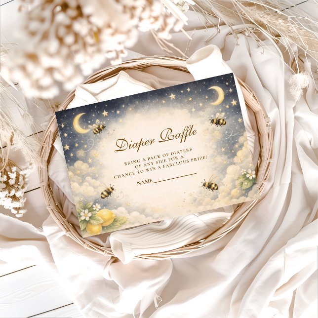 Celestial Honey Bee Baby Shower Diapper Raffle Enclosure Card (Creator Uploaded)
