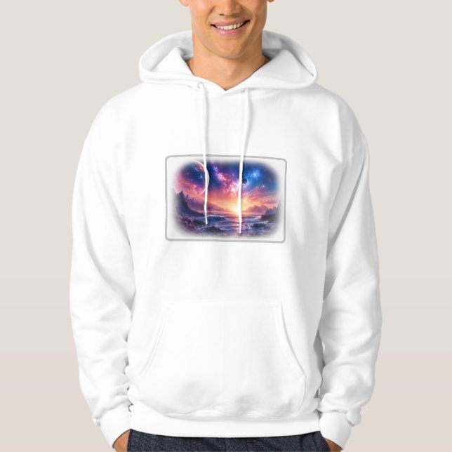 Celestial Horizon Galaxy White Hoodie (Front)